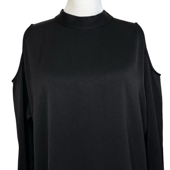 Wilfred Womens Cold Shoulder Long Sleeve Tie Back Neck Top Size Large Black - Picture 3 of 9
